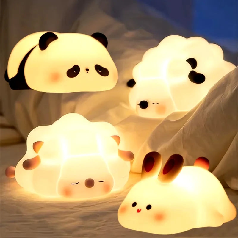 Lámparas MooniPaw Panda, Oveja y Conejo encendidas