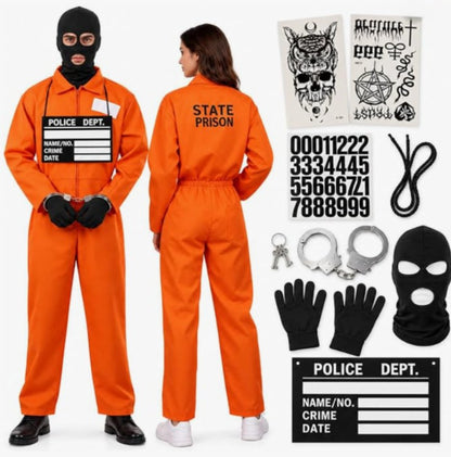 Disfraz de Preso Naranja Adulto con Accesorios